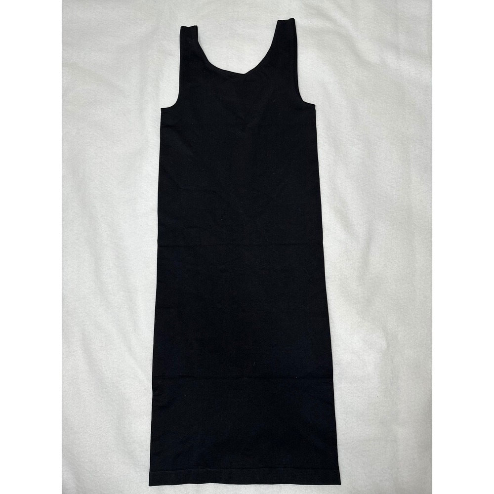Seamless Black Bodycon Tank Dress Scoop Neck Stretch Mini One Size Fits Most - Picture 2 of 2